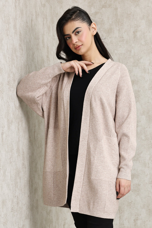 MINIMALIST KNITWEAR CARDIGAN-KHAKI