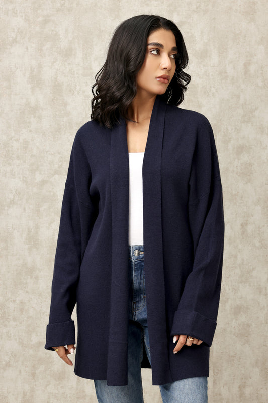 COZY KNIT CARDIGAN-NAVY