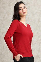 KNIT V-NECK SWEATER-MAROON