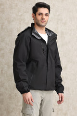 WATER-RESISTANT HOODED JACKET-BLACK