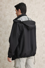 WATER-RESISTANT HOODED JACKET-BLACK