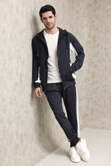 FULL-ZIP TRACKSUIT WITH CONTRAST PANEL DESIGN-NAVY-WHITE