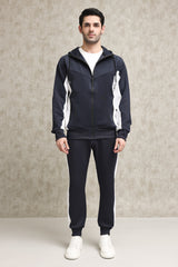 FULL-ZIP TRACKSUIT WITH CONTRAST PANEL DESIGN-NAVY-WHITE