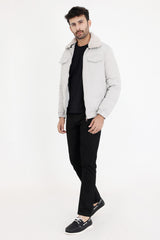 WOOLEN COLLAR PARACHUTE JACKET-GREY