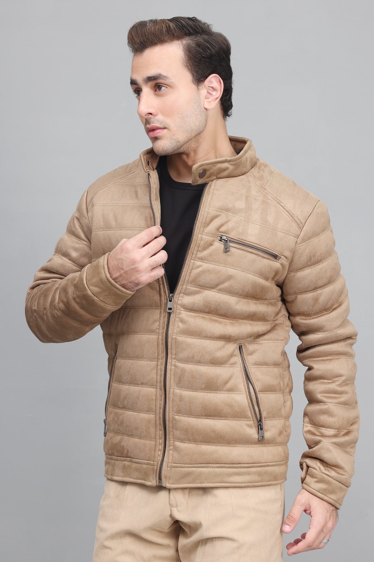 QUILTED COMFORT JACKET-KHAKI