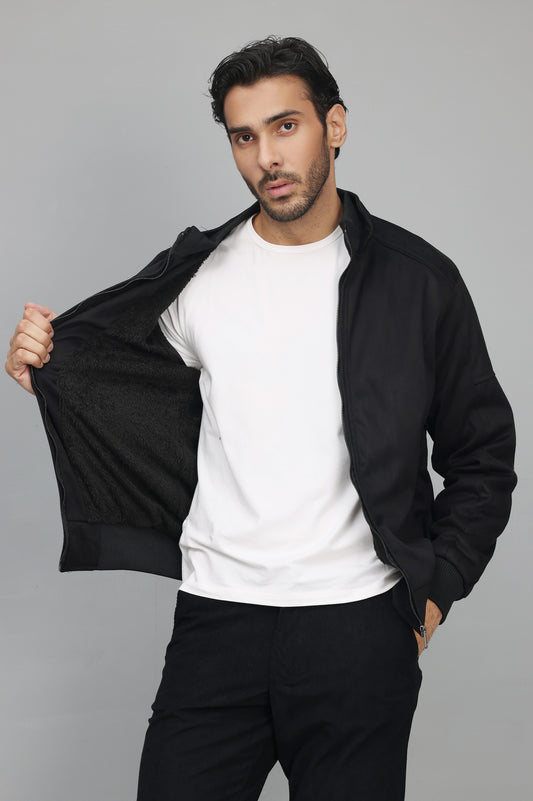 MINIMALIST BOMBER JACKET-BLACK