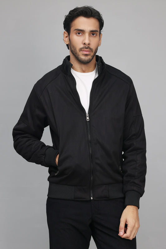 MINIMALIST BOMBER JACKET-BLACK