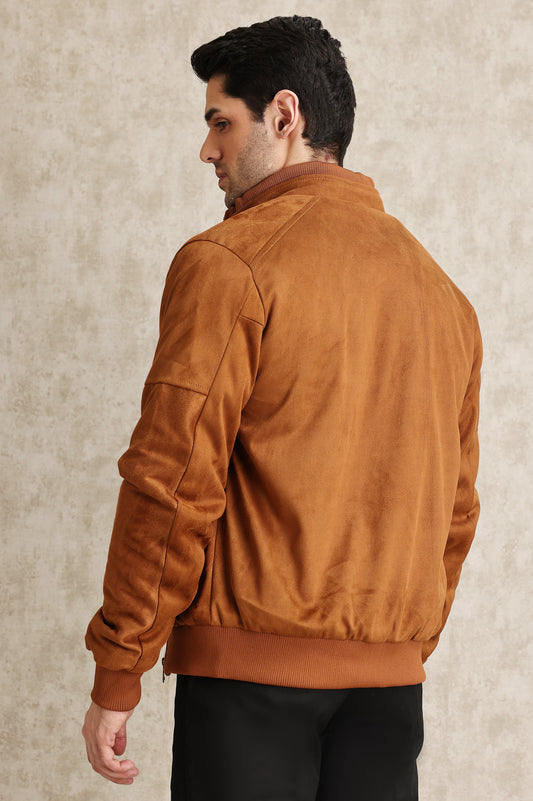 SUEDE BOMBER JACKET-CAMEL