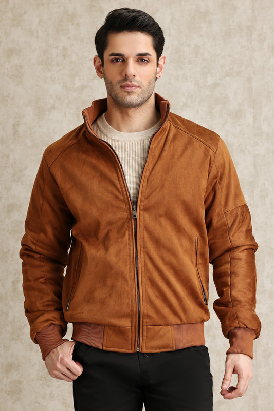 SUEDE BOMBER JACKET-CAMEL