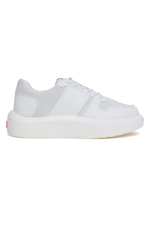 MESH LACE-UPS SNEAKERS-WHITE