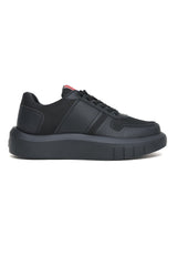 MESH LACE-UPS SNEAKERS-BLACK