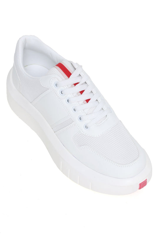 MESH LACE-UPS SNEAKERS-WHITE