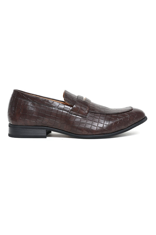 PRESTIGE EMBOSSED LOAFERS-COFFEE