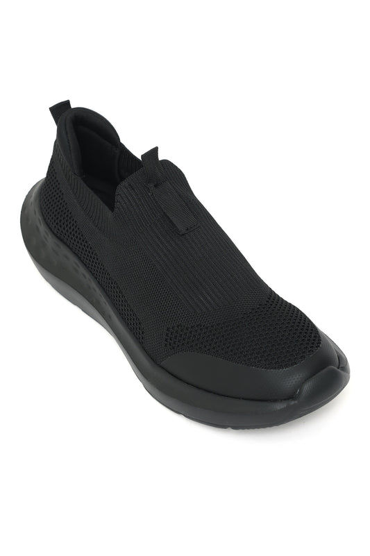 MEN'S FLEX KNIT SLIP-ON SNEAKERS-BLACK