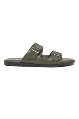 BOLD STRIDE LUXE BUCKLE SANDAL-OLIVE