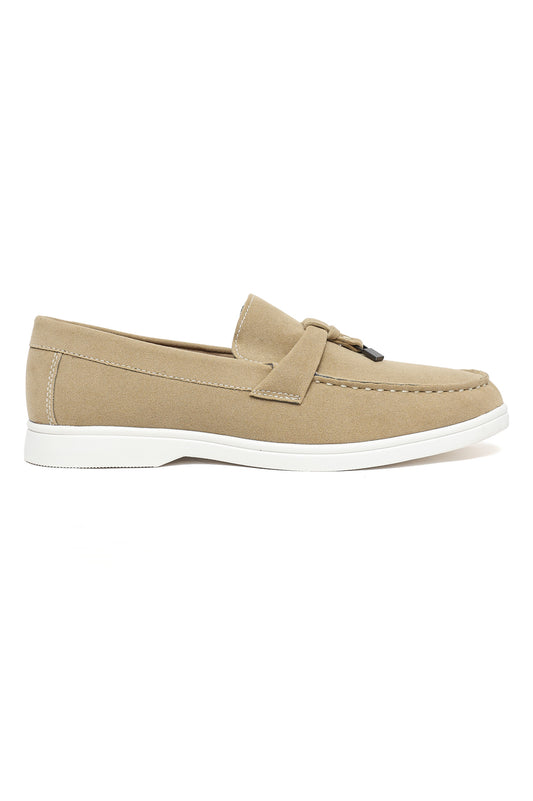 PREMIUM SUEDE LOAFERS WITH METALLIC HORSEBIT-BEIGE