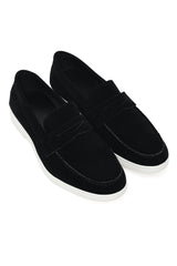 CLASSIC SUEDE PENNY LOAFERS-BLACK