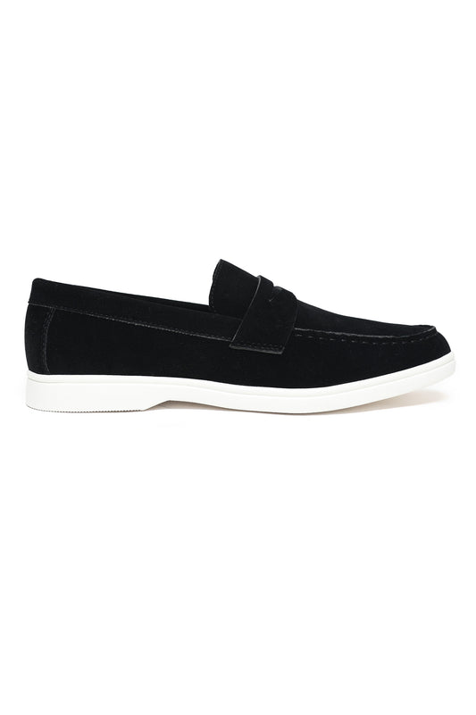 CLASSIC SUEDE PENNY LOAFERS-BLACK