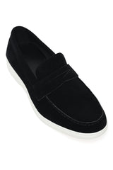 CLASSIC SUEDE PENNY LOAFERS-BLACK