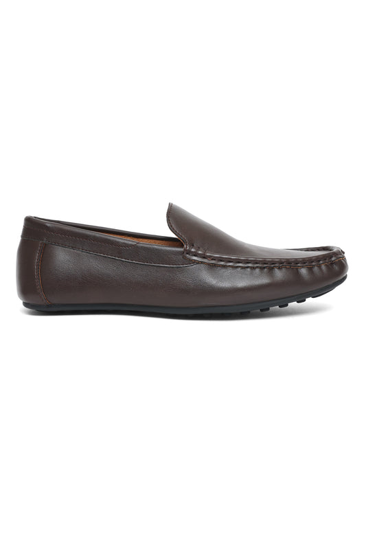 CLASSIC LEATHER MOCCASIN WITH HAND-STITCHED DETAILING-BLACK