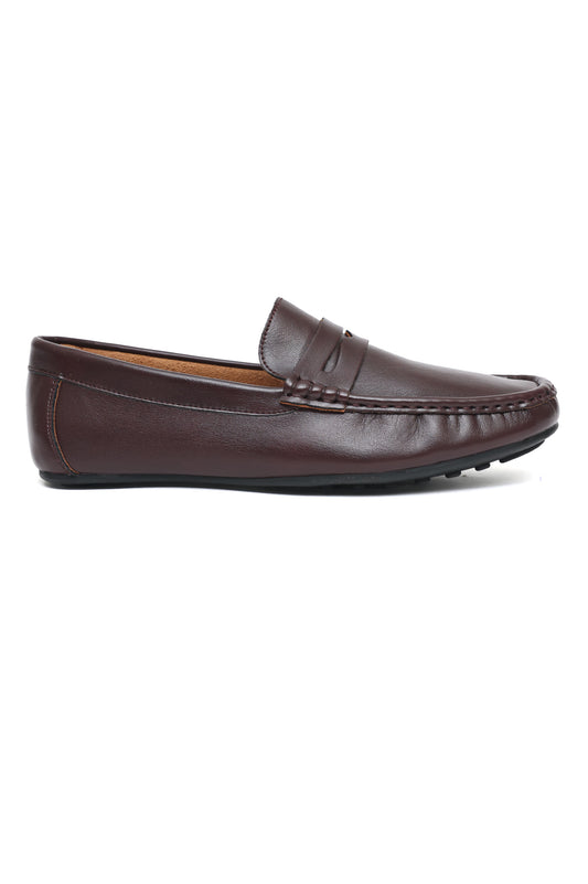 ATHER PENNY LOAFERS WITH HAND-STITCHED VAMP-WINE