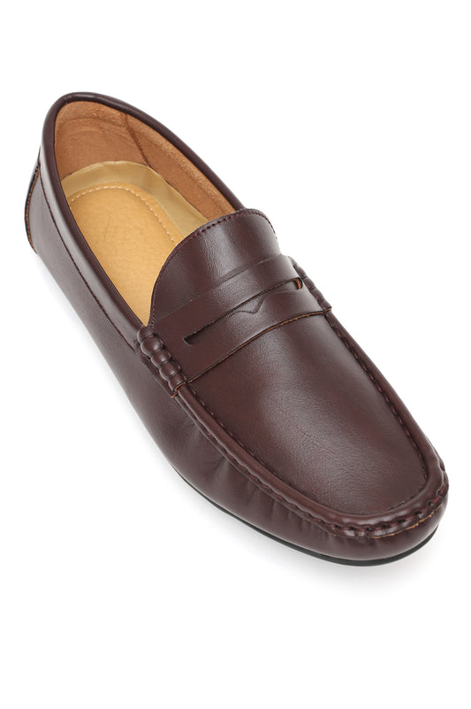 ATHER PENNY LOAFERS WITH HAND-STITCHED VAMP-WINE