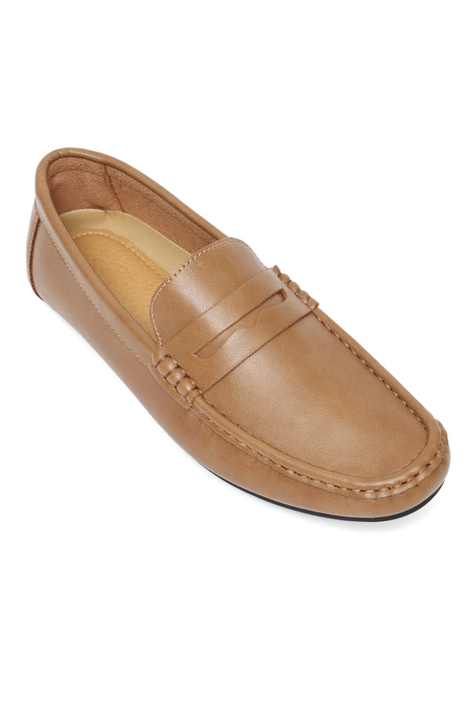 CLASSIC LEATHER PENNY LOAFERS-KHAKI