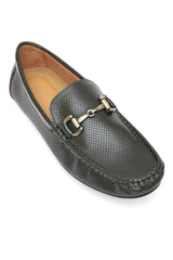 LUXE PERFORATED LEATHER LOAFERS-GREEN