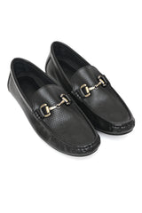 LUXE PERFORATED LEATHER LOAFERS-BLACK