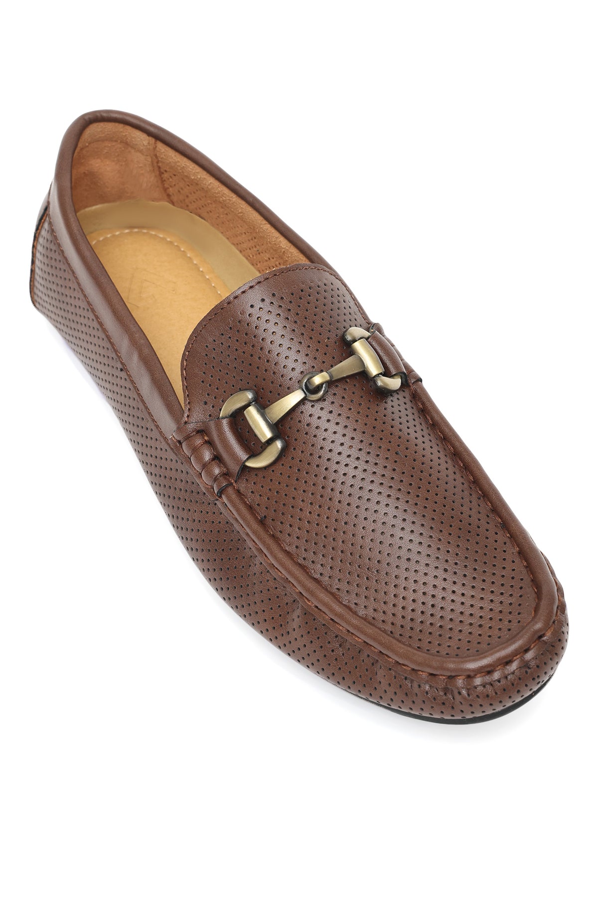 LUXE PERFORATED LEATHER LOAFERS-D-BROWN