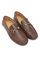 LUXE PERFORATED LEATHER LOAFERS-D-BROWN