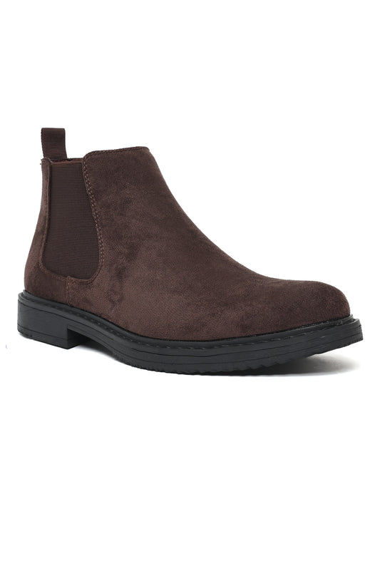 Suede Chelsea Boots-Coffee