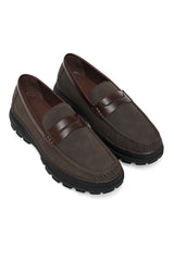 CHUNKY SOLE PENNY LOAFERS-COFFEE