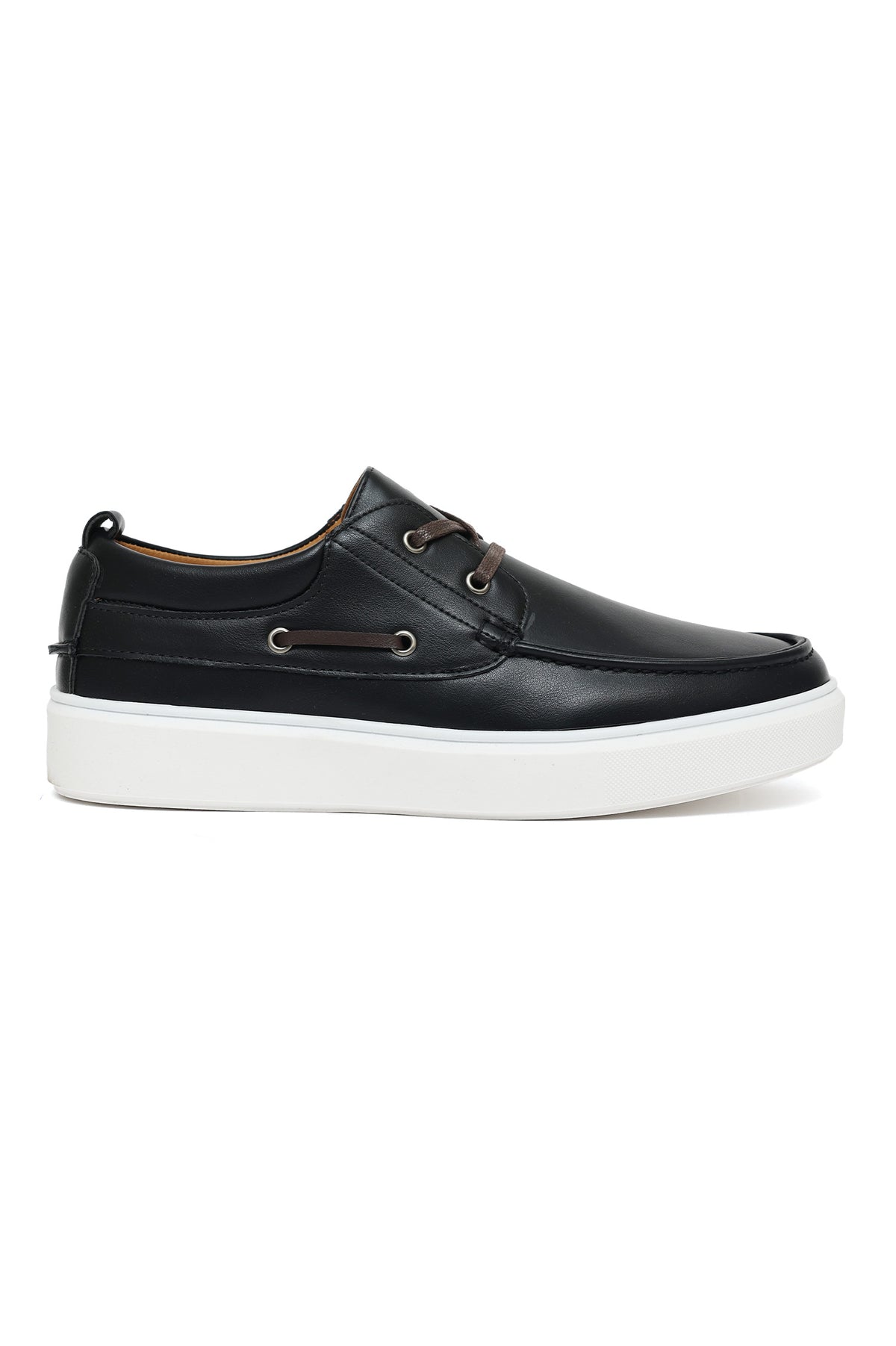 CASUAL LACE-UP BOAT SHOES-BLACK