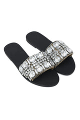 GEMSTONE EMBELLISHED SLIDES-BEIGE