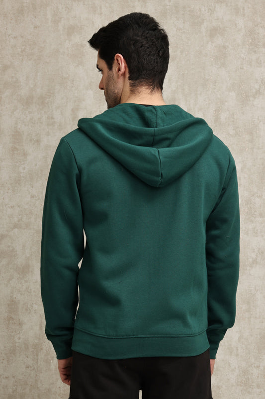 CLASSIC FLEECE-LINED ZIP-UP HOODIE-GREEN