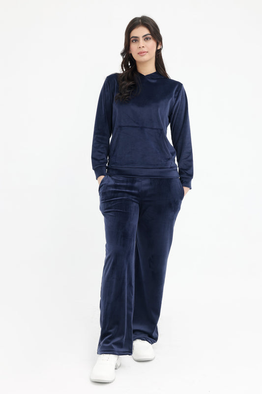 LUXE VELOUR HOODIE LOUNGE SET-NAVY