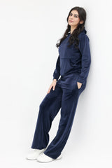 LUXE VELOUR HOODIE LOUNGE SET-NAVY