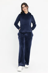 LUXE VELOUR HOODIE LOUNGE SET-NAVY