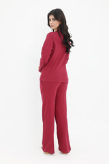 SOFT RIBBED LOUNGE SET-MAROON