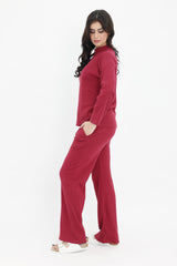 SOFT RIBBED LOUNGE SET-MAROON