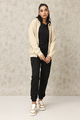 Streamlined Hoodie with Tailored Fit- Khaki