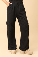 WIDE-LEG CARGO PANTS-BLACK