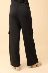 WIDE-LEG CARGO PANTS-BLACK