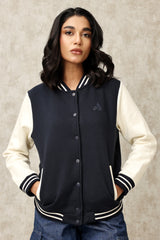 Classic Varsity Jacket-Navy White