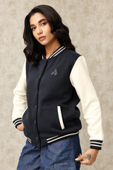 Classic Varsity Jacket-Navy White