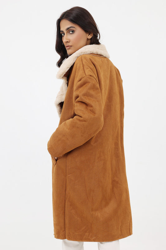 SUEDE LONG COAT-CAMEL