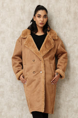 SUEDE LONG COAT-CAMEL