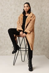 SUEDE LONG COAT-CAMEL