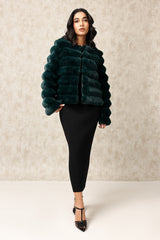 LUXE FAUX FUR JACKET WITH STRUCTURED DESIGN-OLIVE